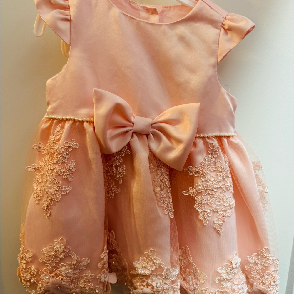 Elegant Pink Baby Dress with Bow